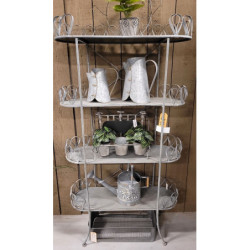 Šedý kovový retro stojan na květiny Storage rack - 91*36*168 cm