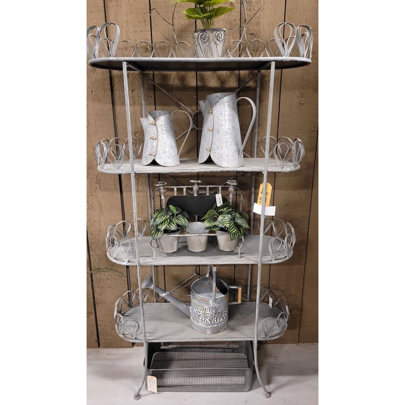 Šedý kovový retro stojan na květiny Storage rack - 91*36*168 cm