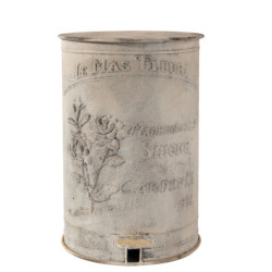 Béžový vintage odpadkový koš s růží a pedálem Le Mas Fleuri - 29*35*45 cm