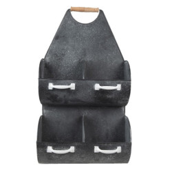 Černá antik kovová nástěnná police se 4mi boxy - 35*41*66 cm