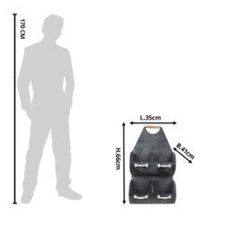 Černá antik kovová nástěnná police se 4mi boxy - 35*41*66 cm