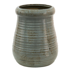Šedý antik keramický obal na květináč - Ø 19*24 cm