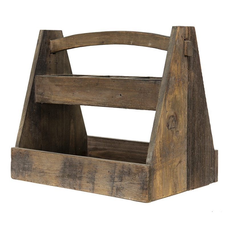 Hnědá antik dřevěná dekorační přepravka - 46*31*40 cm