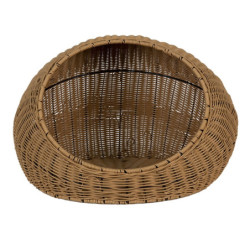 Hnědý ratanový pletený pelech pro psy nebo kočky - Ø 47*30 cm