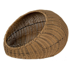 Hnědý ratanový pletený pelech pro psy nebo kočky - Ø 47*30 cm