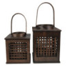 Hnědá dřevěná závěsná lucerna Bamboo - 19*19*25 cm