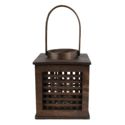 Hnědá dřevěná závěsná lucerna Bamboo - 17*17*20 cm