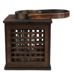 Hnědá dřevěná závěsná lucerna Bamboo - 17*17*20 cm