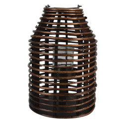 Hnědá dřevěná závěsná lucerna Bamboo - Ø25*35 cm