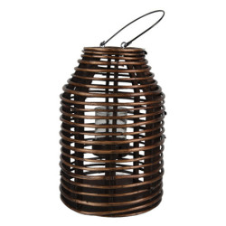 Hnědá dřevěná závěsná lucerna Bamboo - Ø25*35 cm