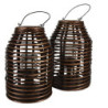 Hnědá dřevěná závěsná lucerna Bamboo - Ø25*35 cm