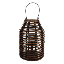 Hnědá dřevěná závěsná lucerna Bamboo - Ø25*35 cm