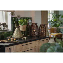Hnědá dřevěná závěsná lucerna Bamboo - Ø 22*32 cm