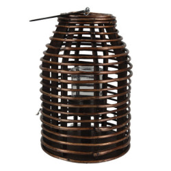 Hnědá dřevěná závěsná lucerna Bamboo - Ø 22*32 cm