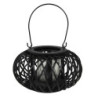Černá dřevěná závěsná lucerna Bamboo - Ø 23*12 cm