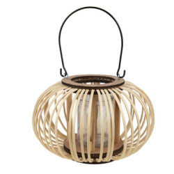 Přírodní dřevěná lucerna Bamboo - Ø25*15 cm