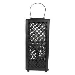 Černá dřevěná závěsná lucerna Bamboo - 21*21*50 cm