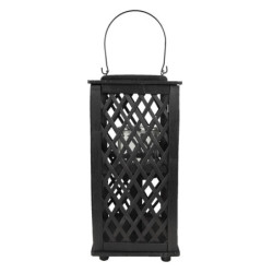 Černá dřevěná závěsná lucerna Bamboo - 19*19*40 cm