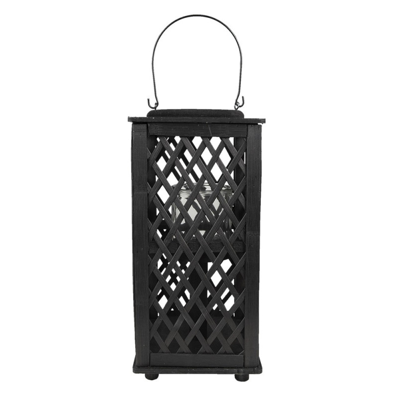 Černá dřevěná závěsná lucerna Bamboo - 19*19*40 cm