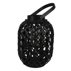 Černá dřevěná lucerna s uchem - Ø  22*29 cm