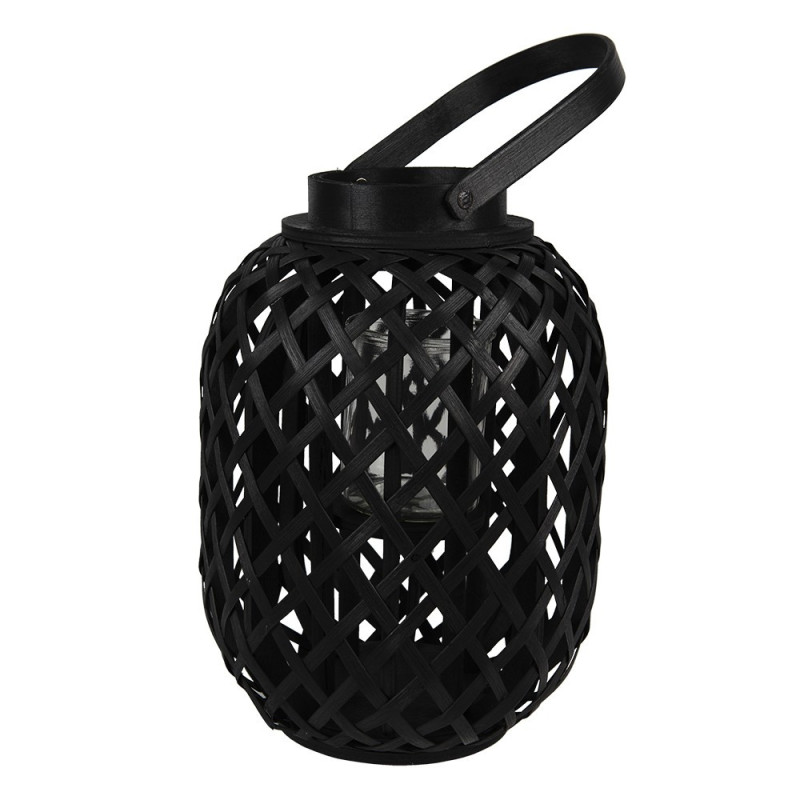 Černá dřevěná lucerna s uchem - Ø  22*29 cm