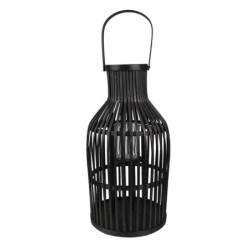 Černá dřevěná lucerna s uchem - Ø 23*39 cm