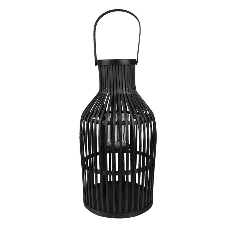 Černá dřevěná lucerna s uchem - Ø 23*39 cm
