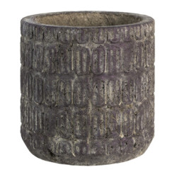 Šedý antik cementový obal na květináč se vzorem - Ø 20*20 cm