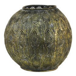 Zlatý antik kovový svícen s ornamenty - Ø 23*21 cm