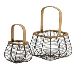 Set 2ks drátěných košíčků s uchem - 20*20*16 / 11*11*13 cm