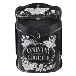 Černá antik poštovní schránka s květy Country Courier - 26*10*35 cm