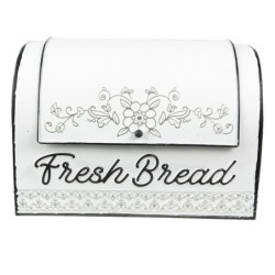 Bílý plechový retro chlebník Fresh Bread - 30*20*20 cm