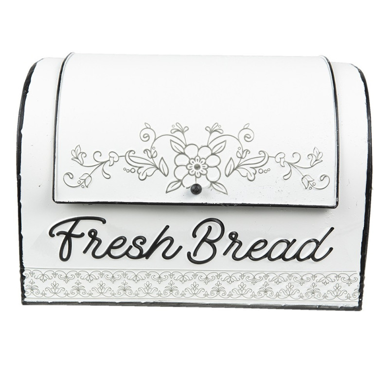 Bílý plechový retro chlebník Fresh Bread - 30*20*20 cm