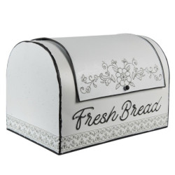 Bílý plechový retro chlebník Fresh Bread - 30*20*20 cm