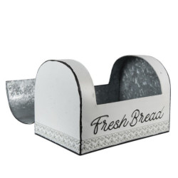 Bílý plechový retro chlebník Fresh Bread - 30*20*20 cm