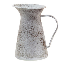 Šedý bílý antik dekorativní kovový džbánek - 12*12*20 cm