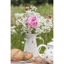 Šedý bílý antik dekorativní kovový džbánek - 12*12*20 cm