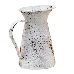 Šedý bílý antik dekorativní kovový džbánek - 12*12*20 cm