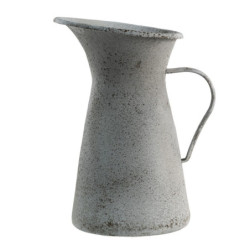 Šedý bílý antik dekorativní kovový džbán - 15*15*27 cm