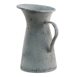 Šedý bílý antik dekorativní kovový džbán - 15*15*27 cm