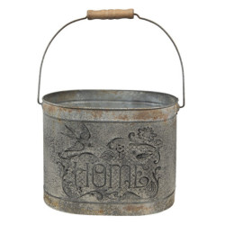 Šedé plechové dekorační boxy s uchy Home - 31*20*23 / 27*17*21 cm