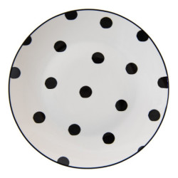 Porcelánový dezertní talířek s černými puntíky Black Dot - Ø20*2 cm