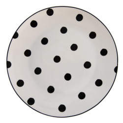 Porcelánový jídelní talíř s černými puntíky Black Dot - Ø 26*2 cm