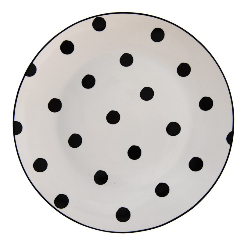 Porcelánový jídelní talíř s černými puntíky Black Dot - Ø 26*2 cm