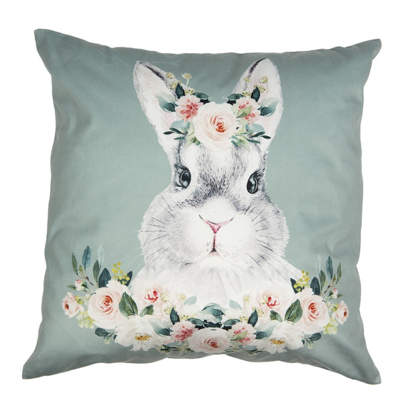 Zelený povlak na polštář s králíčkem - 45*45 cm