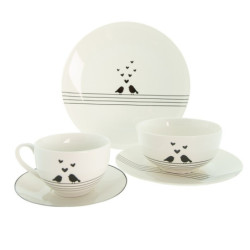 Porcelánová miska na polévku s ptáčky Love Birds - Ø14*7 cm