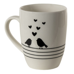 Porcelánový hrnek s ptáčky Love Birds - 12*8*10 cm / 350 ml
