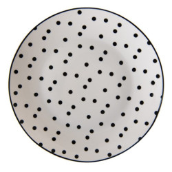 Porcelánový dezertní talířek s černými puntíky Black Dot - Ø 20*2 cm