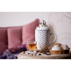 Porcelánový hrnek s černými puntíky Black Dot - 12*8*10 cm / 350 ml