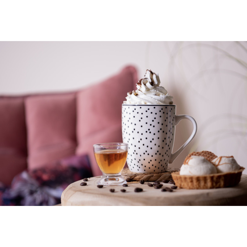 Porcelánový hrnek s černými puntíky Black Dot - 12*8*10 cm / 350 ml